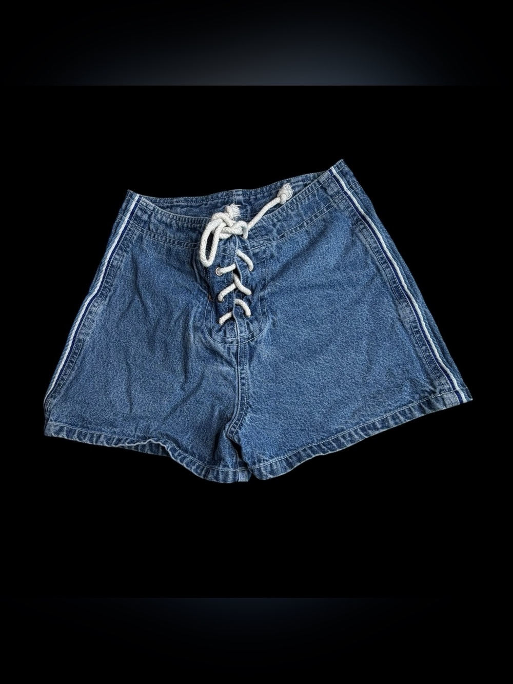 Rachel's Kids 90s Y2K Vintage Lace Up Denim Shorts Side Stripe Sz 10